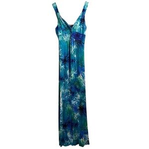 Elegant Blue and Green Maxi Dress